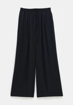 hush Trousers|Prisha Wide Leg Pinstripe Trousers Washed Black