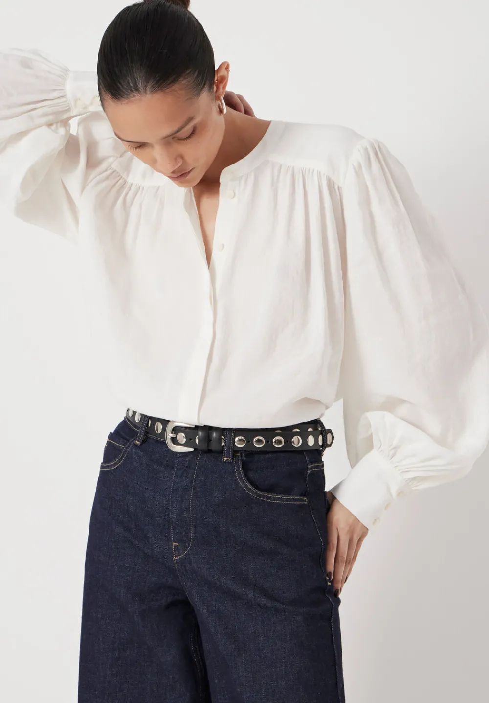 hush Shirts & Blouses|Puff Sleeve Blouse Ecru White