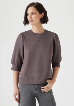 hush Tops & T-Shirts|Puff Sleeve Sweatshirt Raisin Brown