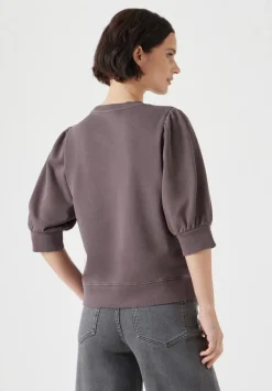 hush Tops & T-Shirts|Puff Sleeve Sweatshirt Raisin Brown
