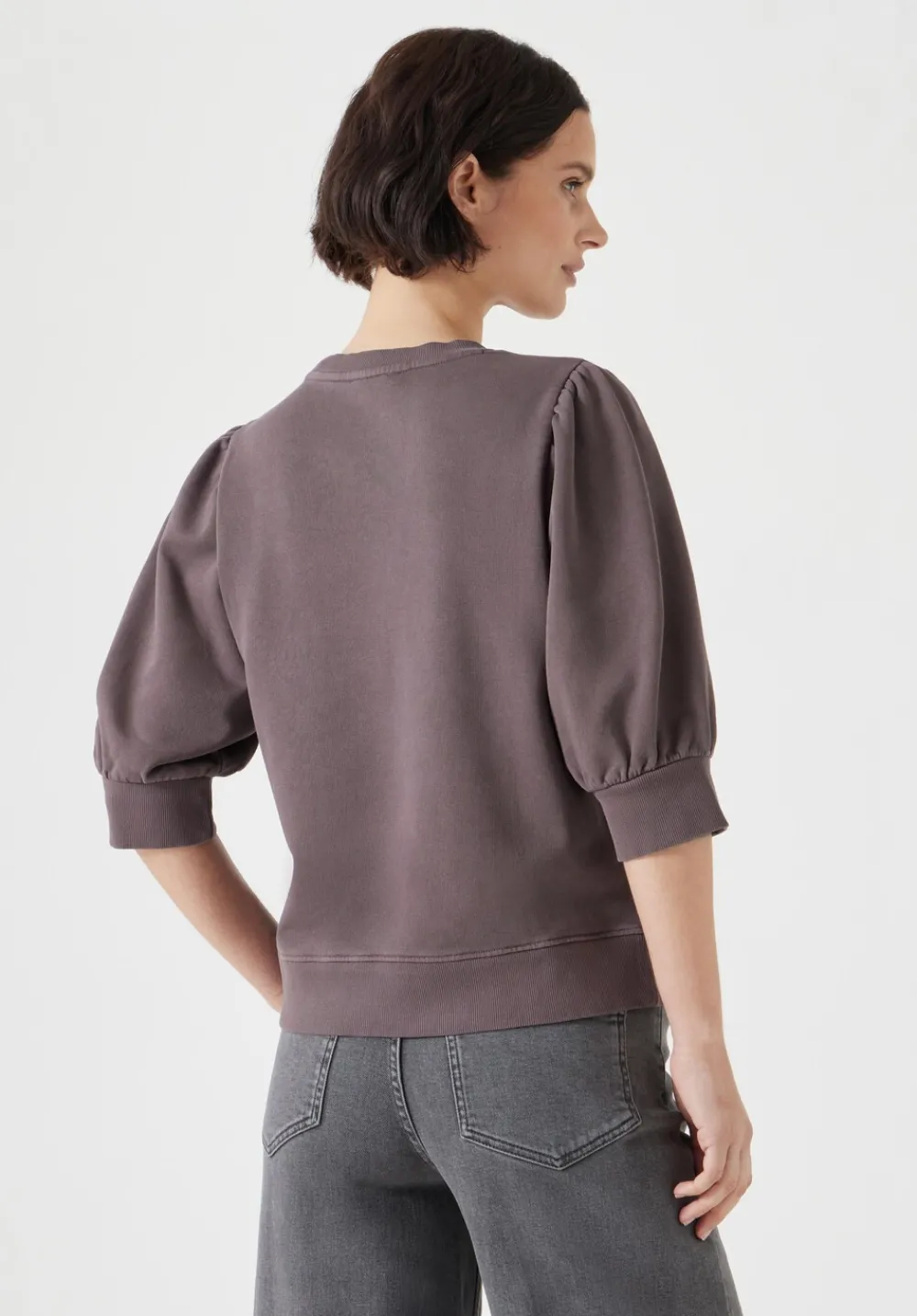 hush Tops & T-Shirts|Puff Sleeve Sweatshirt Raisin Brown