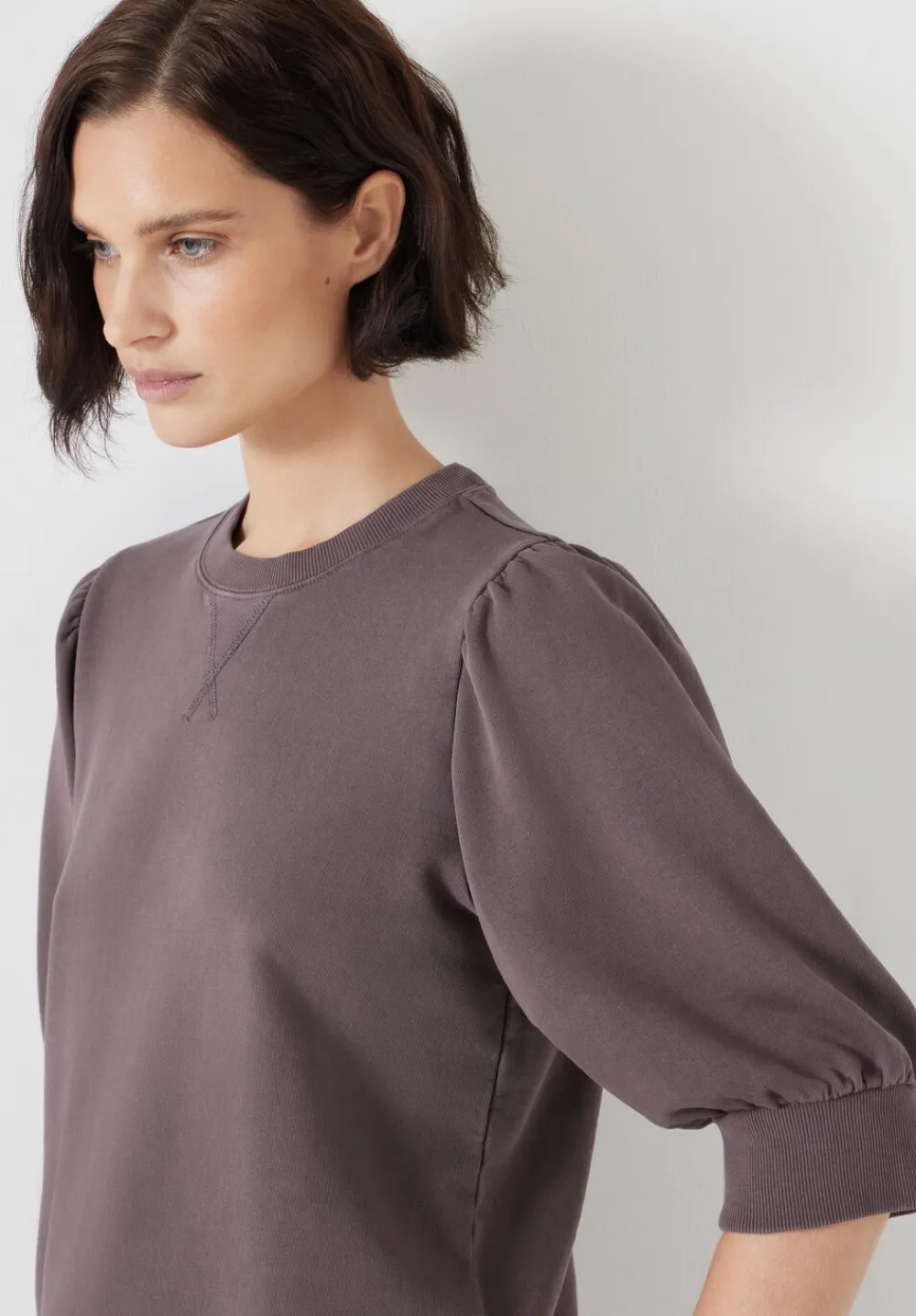 hush Tops & T-Shirts|Puff Sleeve Sweatshirt Raisin Brown