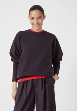 hush Sweatshirts & Hoodies|Puff Sleeve Sweatshirt Burgundy Purple