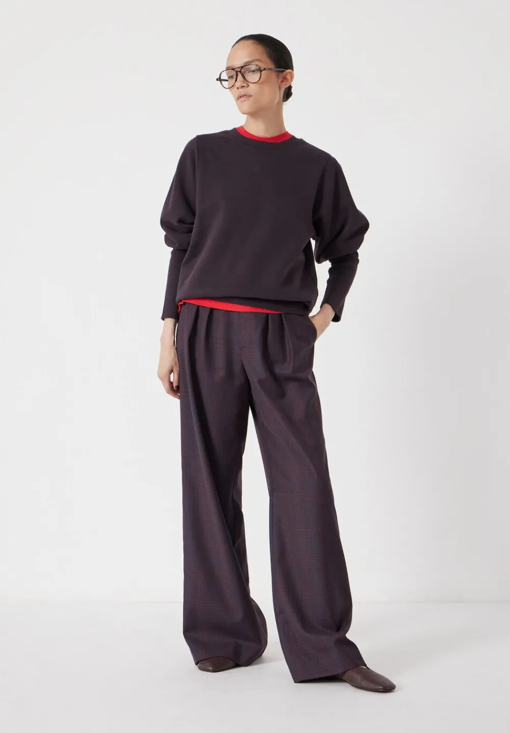 hush Sweatshirts & Hoodies|Puff Sleeve Sweatshirt Burgundy Purple