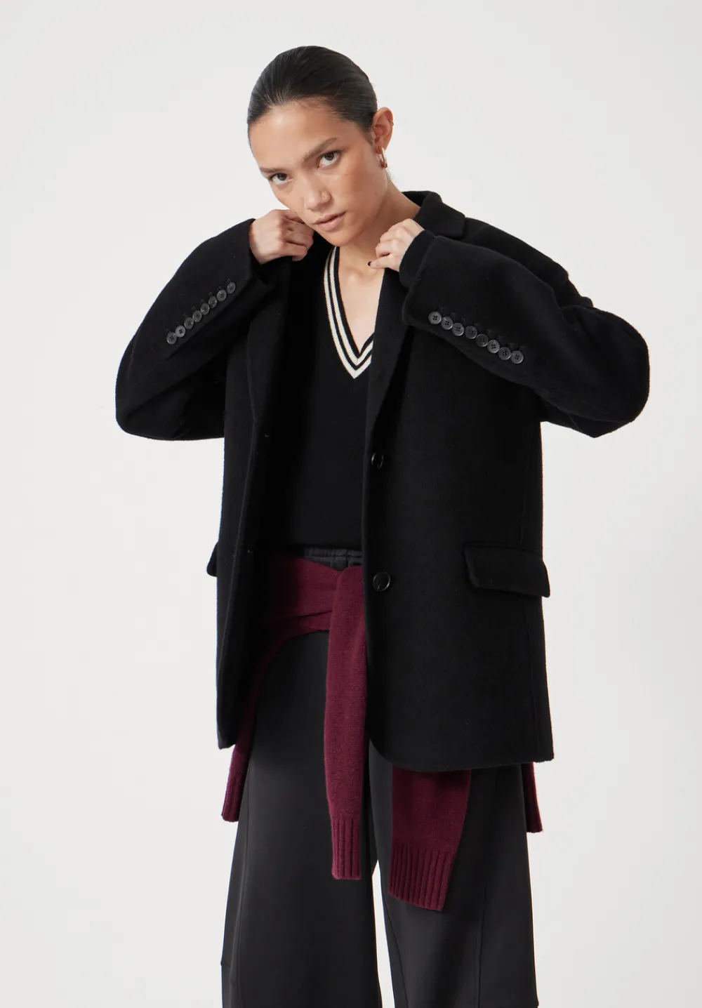 hush Jackets & Coats|Pure Wool Double Faced Blazer Black