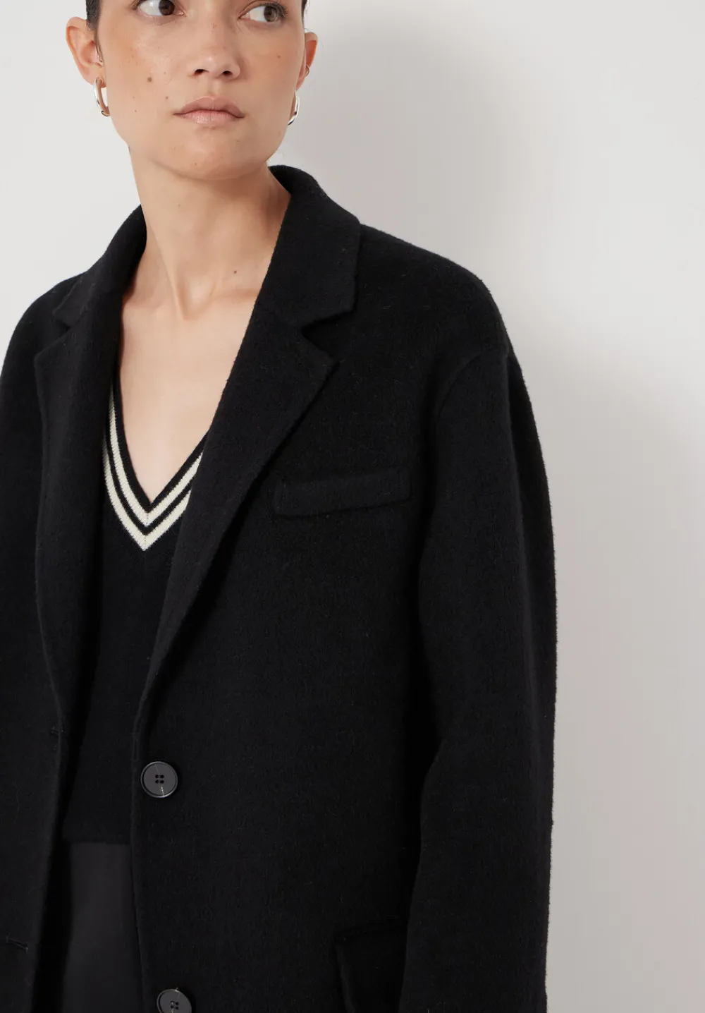 hush Jackets & Coats|Pure Wool Double Faced Blazer Black