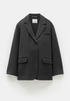 hush Jackets & Coats|Pure Wool Double Faced Blazer Charcoal Grey Marl