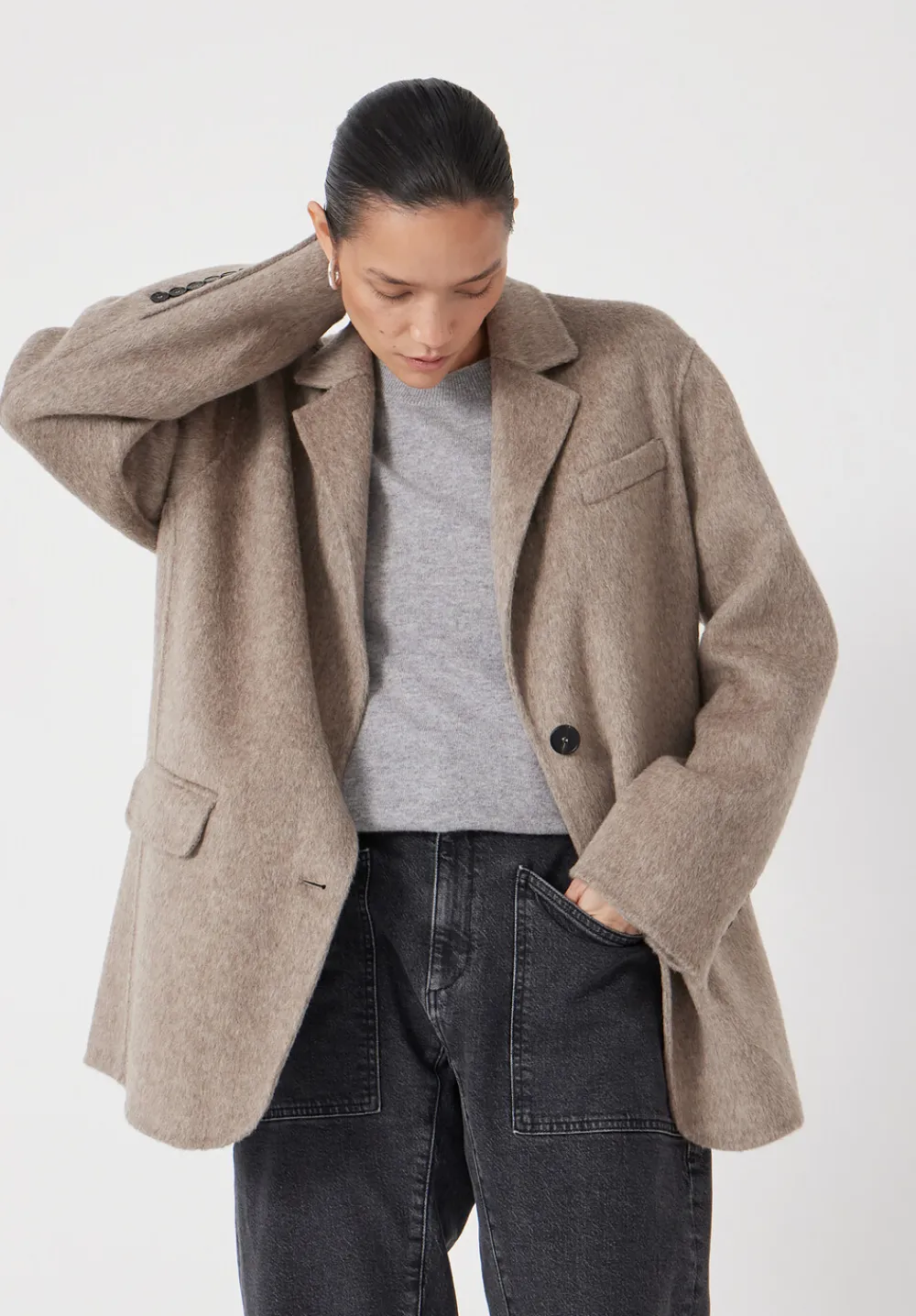 hush Jackets & Coats|Pure Wool Double Faced Blazer OATMEAL MARL