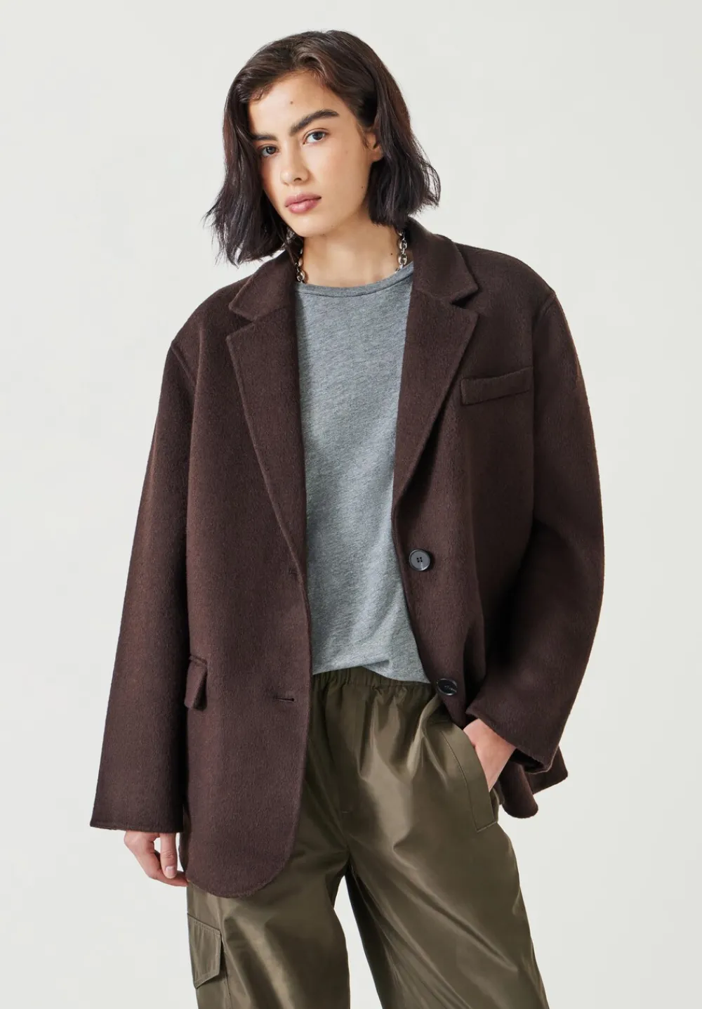 hush Jackets & Coats|Pure Wool Double Faced Blazer Chocolate