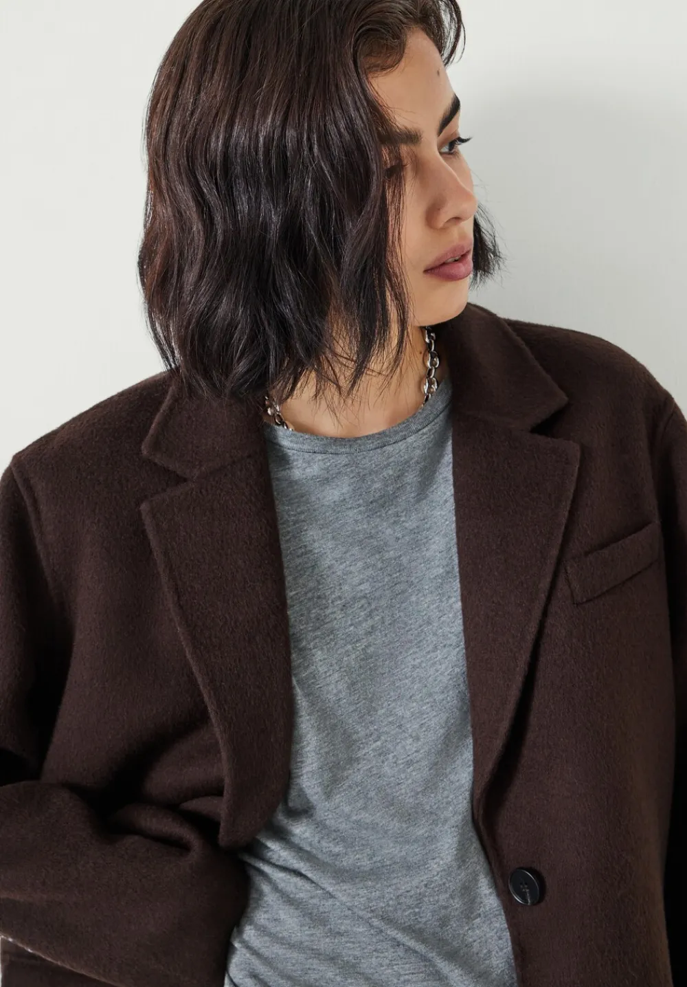 hush Jackets & Coats|Pure Wool Double Faced Blazer Chocolate