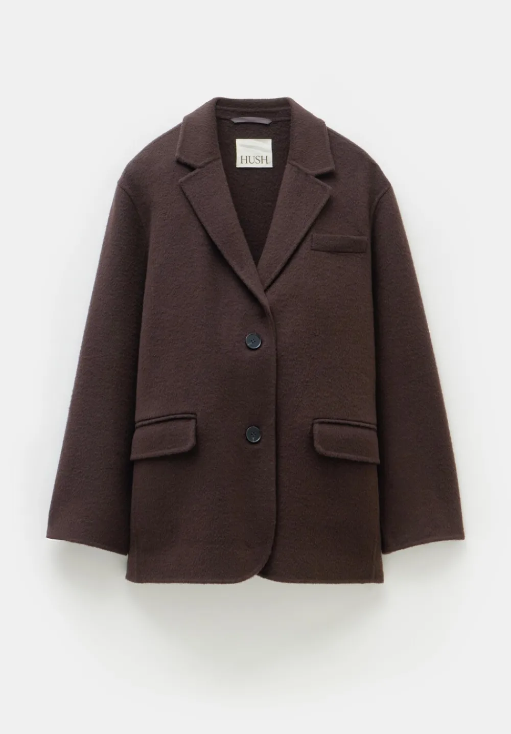 hush Jackets & Coats|Pure Wool Double Faced Blazer Chocolate