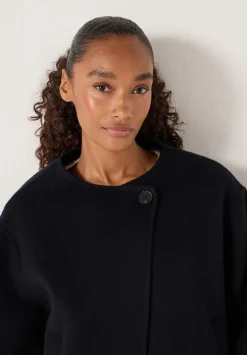 hush Jackets & Coats|Pure Wool Double Faced Collarless Jacket Dark Navy