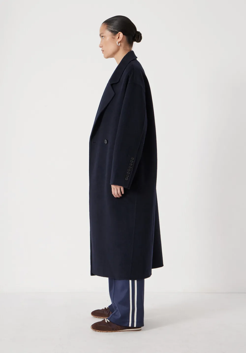 hush Jackets & Coats|Pure Wool Double Faced Coat Navy
