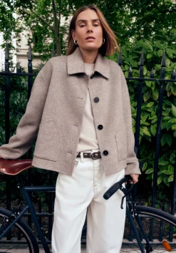 hush Jackets & Coats|Pure Wool Double Faced Jacket OATMEAL MARL