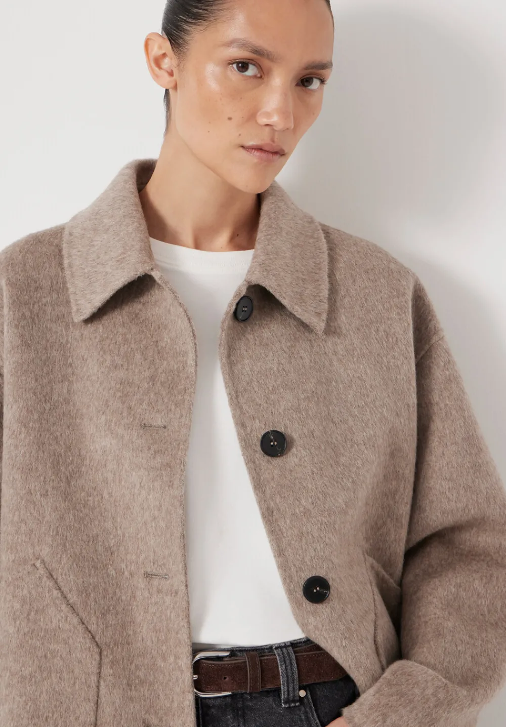 hush Jackets & Coats|Pure Wool Double Faced Jacket OATMEAL MARL