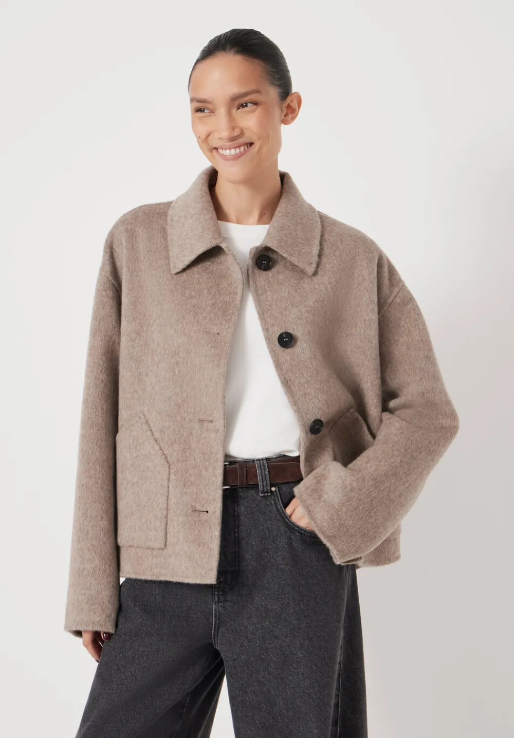 hush Jackets & Coats|Pure Wool Double Faced Jacket OATMEAL MARL