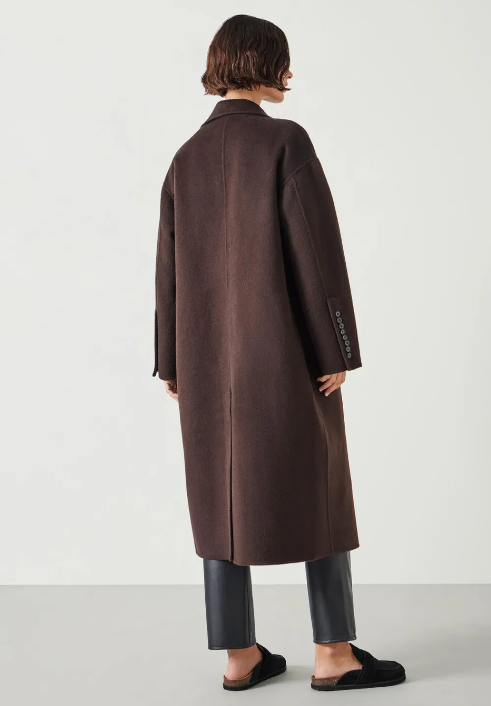 hush Jackets & Coats|Pure Wool Double Faced Oversized Coat Chocolate