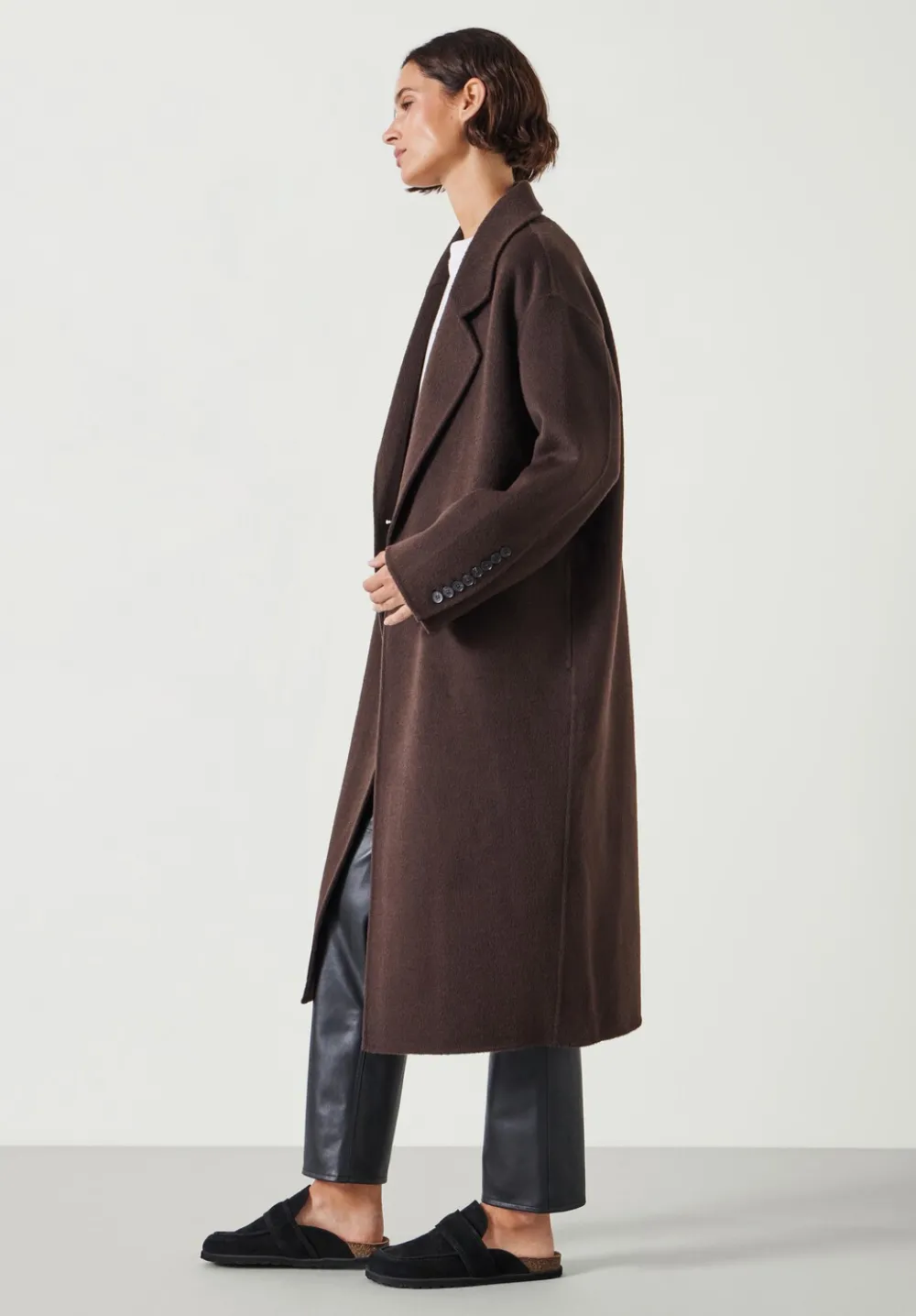 hush Jackets & Coats|Pure Wool Double Faced Oversized Coat Chocolate