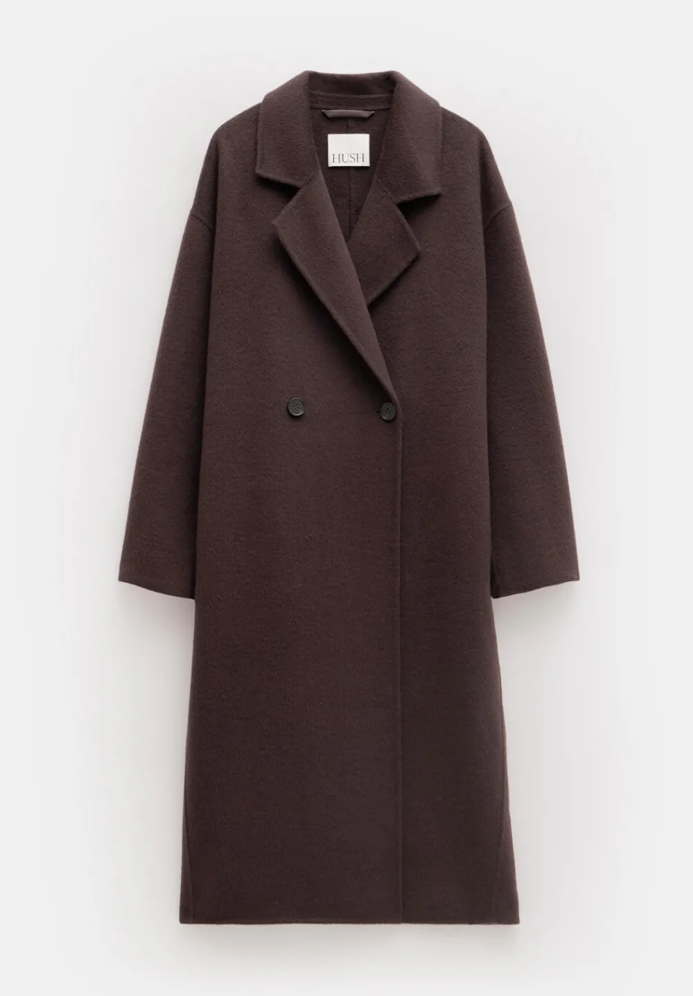 hush Jackets & Coats|Pure Wool Double Faced Oversized Coat Chocolate