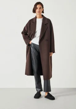 hush Jackets & Coats|Pure Wool Double Faced Oversized Coat Chocolate