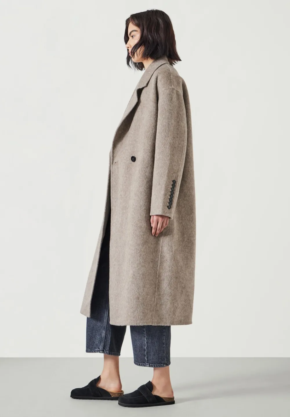 hush Jackets & Coats|Pure Wool Double Faced Oversized Coat OATMEAL MARL