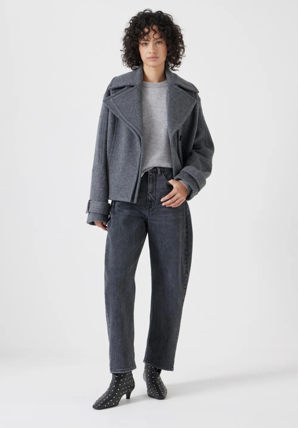 hush Jackets & Coats|Pure Wool Double Lapel Jacket Grey