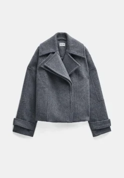 hush Jackets & Coats|Pure Wool Double Lapel Jacket Grey