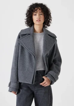 hush Jackets & Coats|Pure Wool Double Lapel Jacket Grey