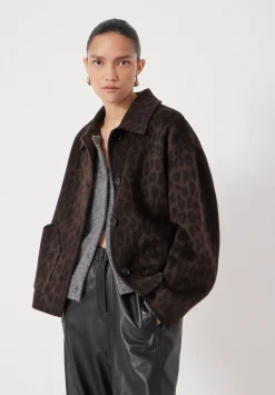 hush Jackets & Coats|Pure Wool Leopard Double Faced Jacket Brown Leopard