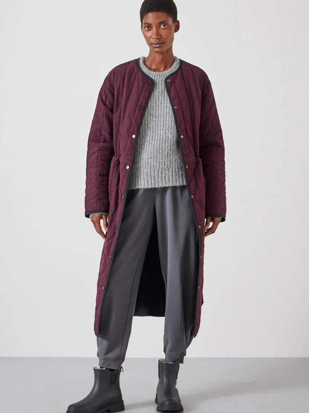 hush Jackets & Coats|Quilted Reversible Jacket Black/Burgundy Red