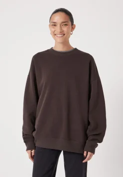 hush Sweatshirts & Hoodies|Quinn Oversized Sweatshirt Dark Brown