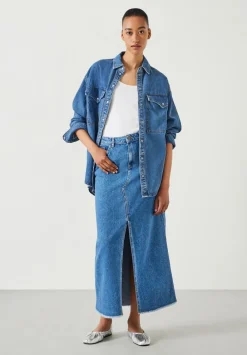 hush Skirts|Rachelle Denim Maxi Skirt Mid Authentic Blue