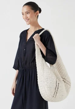 hush Bags|Raffia Oversized Tote Bag Off White