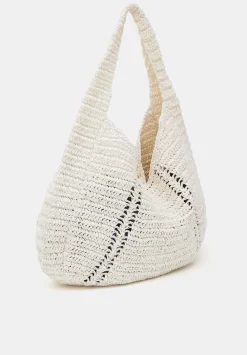 hush Bags|Raffia Oversized Tote Bag Off White