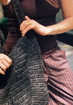 hush Bags|Raffia Oversized Tote Bag Chocolate brown