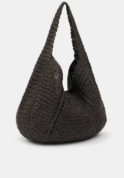 hush Bags|Raffia Oversized Tote Bag Chocolate brown