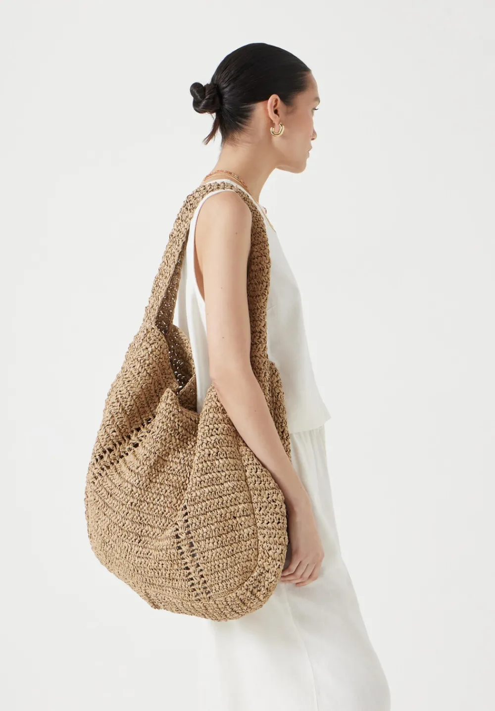 hush Bags|Raffia Oversized Tote Bag Natural