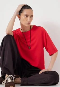 hush Tops & T-Shirts|Reece Drapey T-Shirt Bright Red