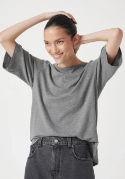 hush Tops & T-Shirts|Reece Drapey T-Shirt Mid Grey Marl