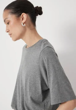 hush Tops & T-Shirts|Reece Drapey T-Shirt Mid Grey Marl