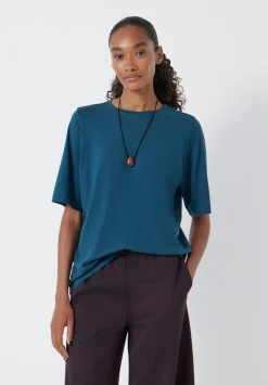 hush Tops & T-Shirts|Reece Drapey T-Shirt Teal Blue