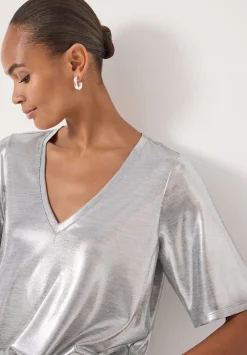hush Tops & T-Shirts|Reece Sub T-Shirt Silver Metallic