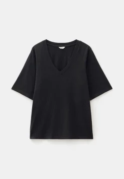 hush Tops & T-Shirts|Reece V Neck Drapey T-Shirt Black