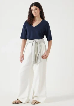 hush Tops & T-Shirts|Reece V Neck Drapey T-Shirt Midnight Navy
