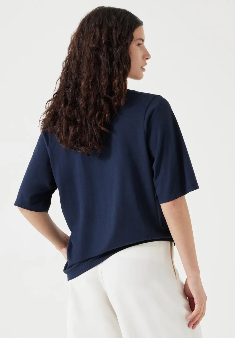 hush Tops & T-Shirts|Reece V Neck Drapey T-Shirt Midnight Navy
