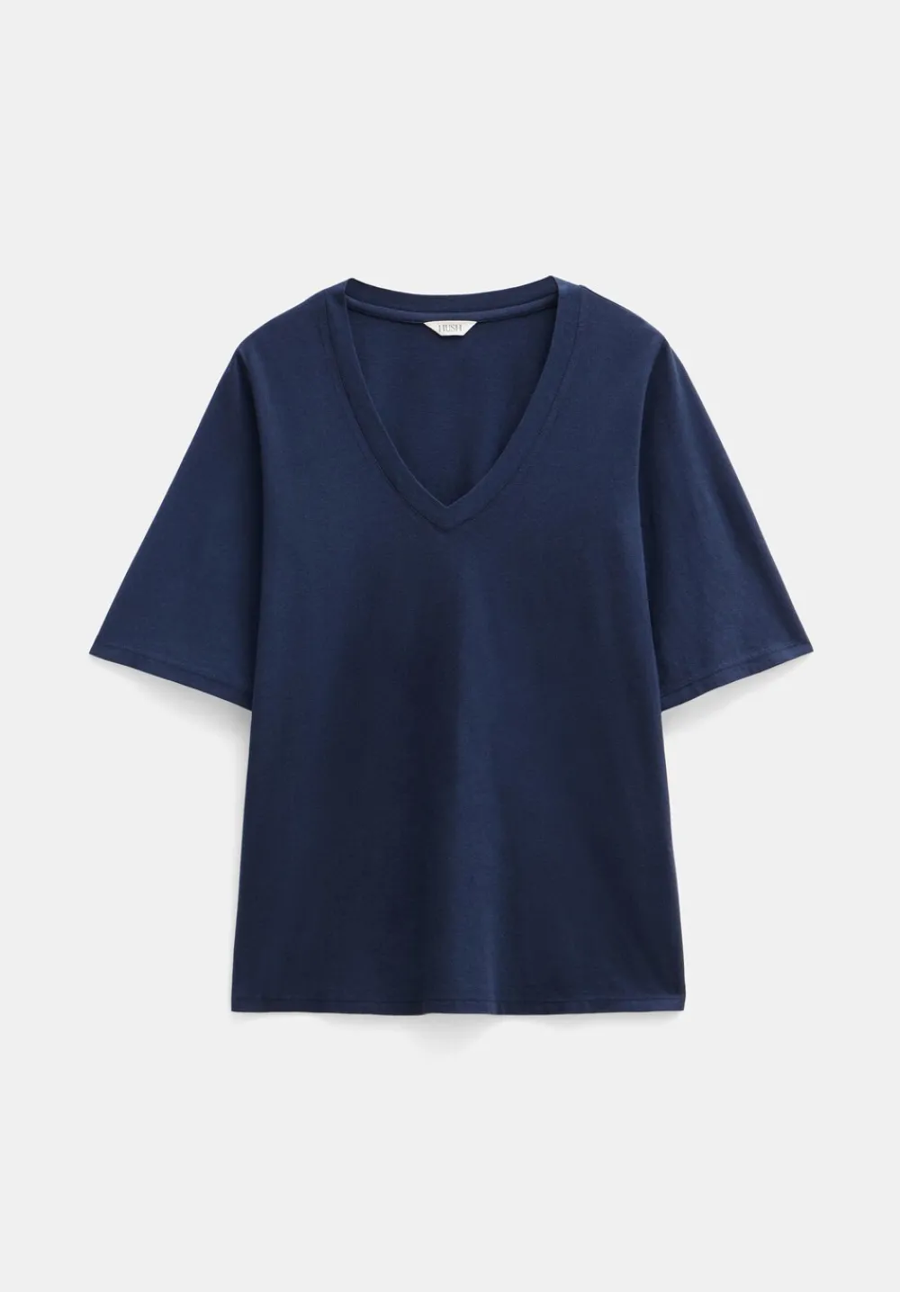 hush Tops & T-Shirts|Reece V Neck Drapey T-Shirt Midnight Navy