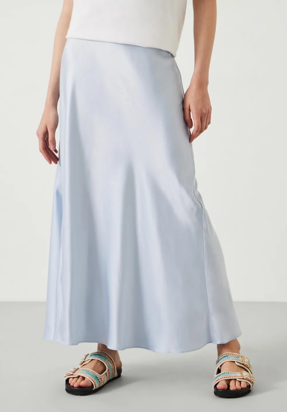 hush Skirts|Remi Satin Maxi Skirt Blue