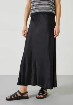 hush Skirts|Remi Satin Maxi Skirt Black