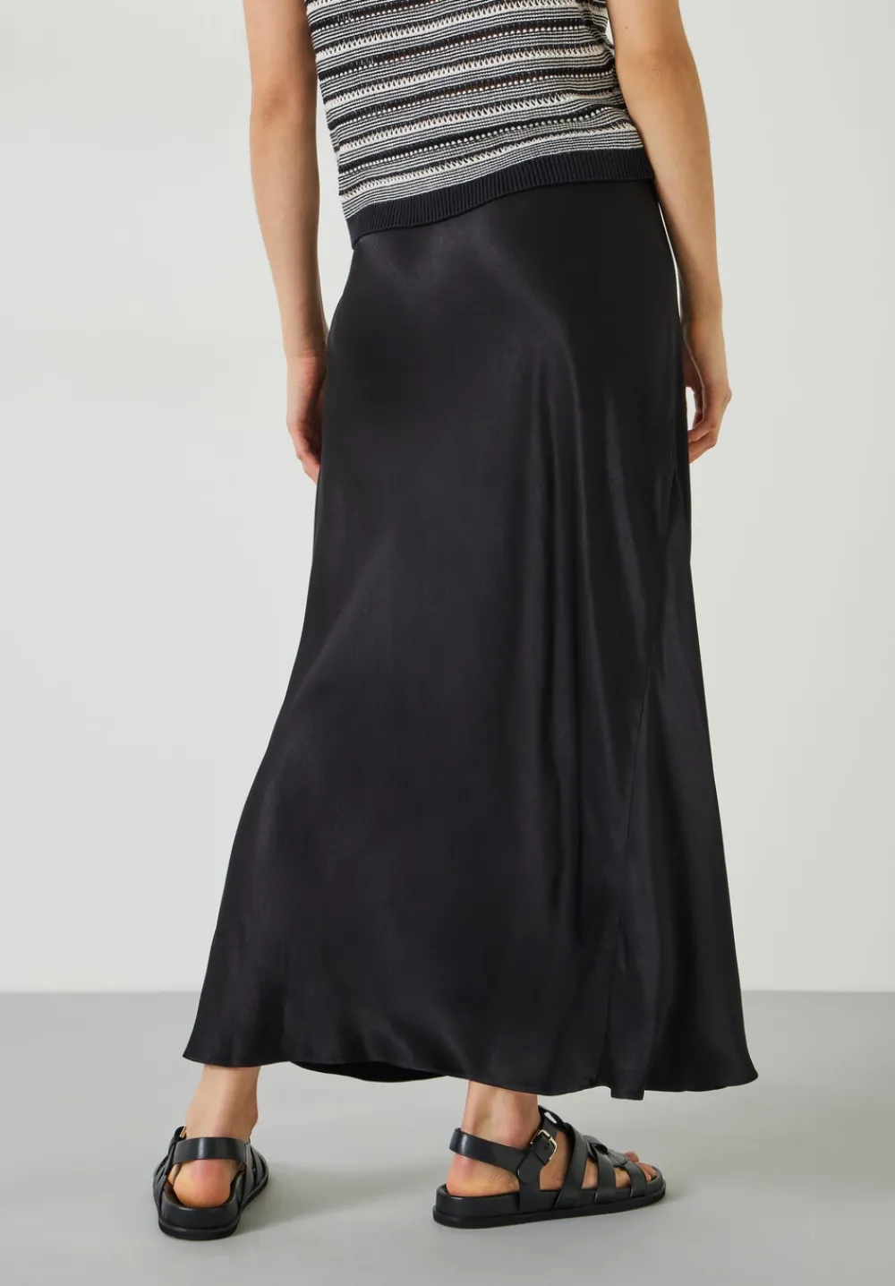 hush Skirts|Remi Satin Maxi Skirt Black