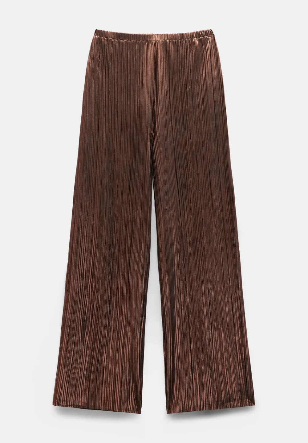 hush Trousers|Reva Pleated Wide-Leg Trousers Bronze